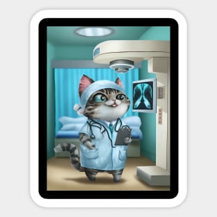 Cute radiologist cat Sticker